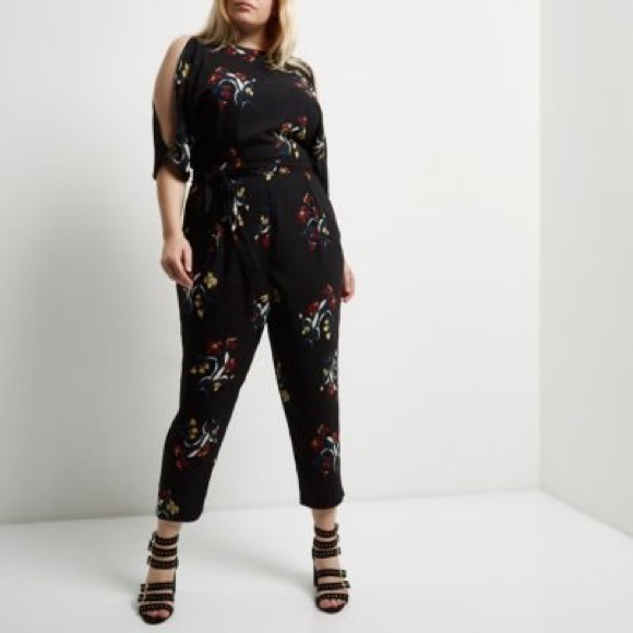 River Island | Cold Shoulder Floral Jumpsuit - Picture 8 of 11